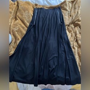 2 leg zipper split black skirt